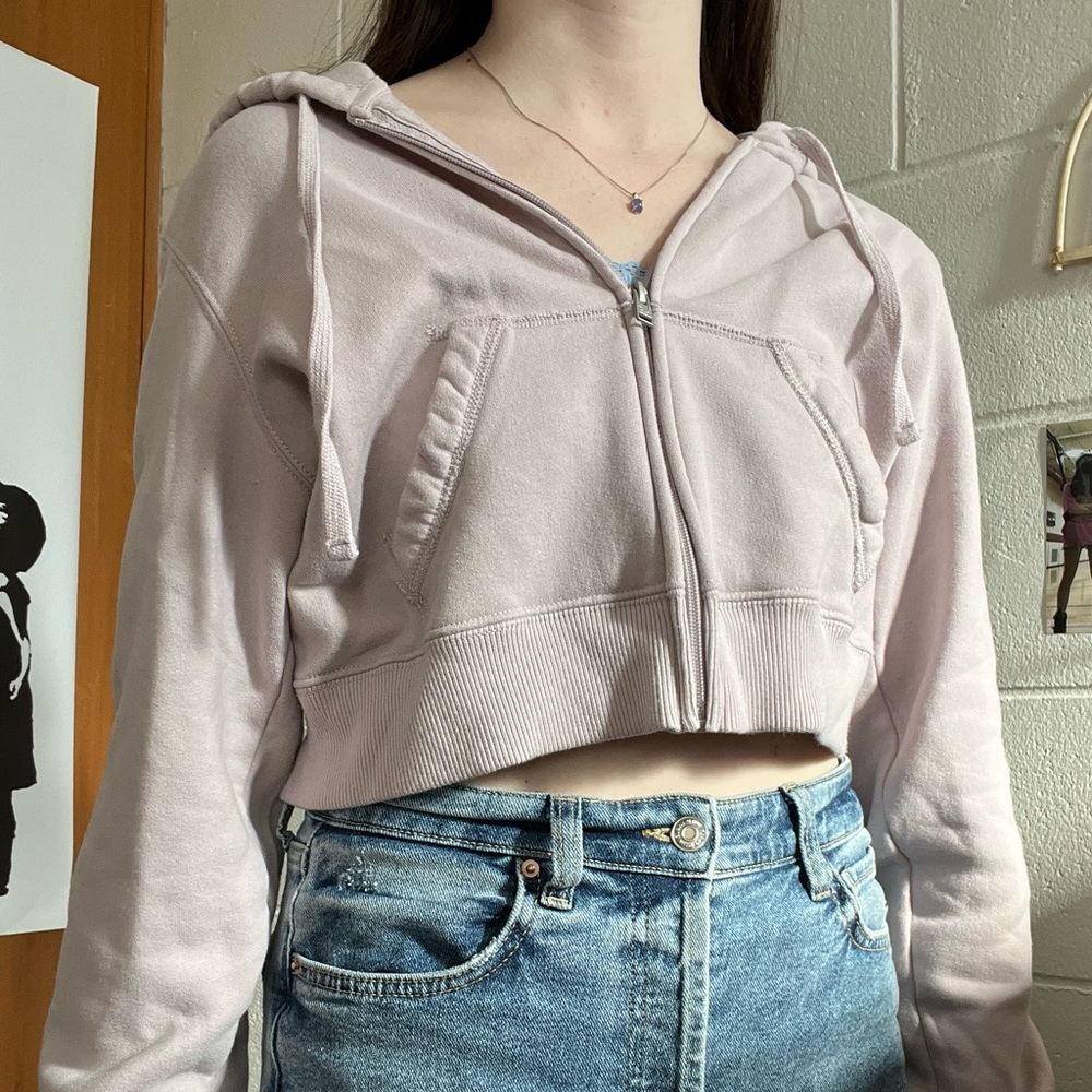 Hollister cropped zip-up hoodie